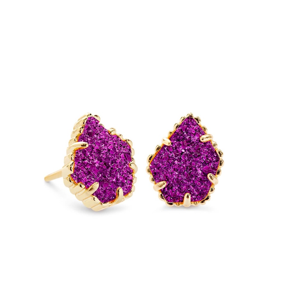 Kendra Scott Tessa Studs in Gold and Amethyst Drusy